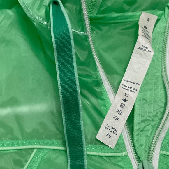 Lululemon Transparent Green Running Jacket with Hood Size 8 - Picture 6 of 15